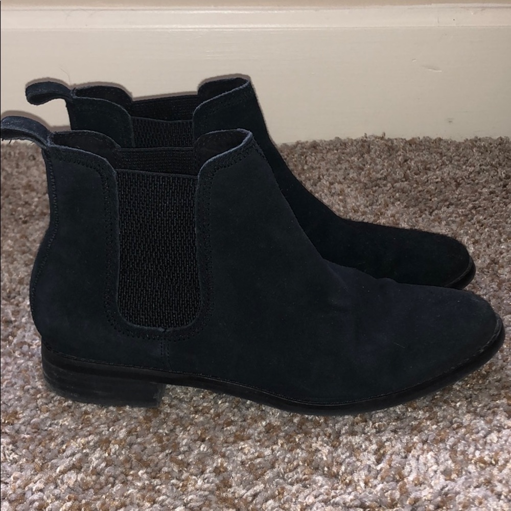 TOMS black suede booties